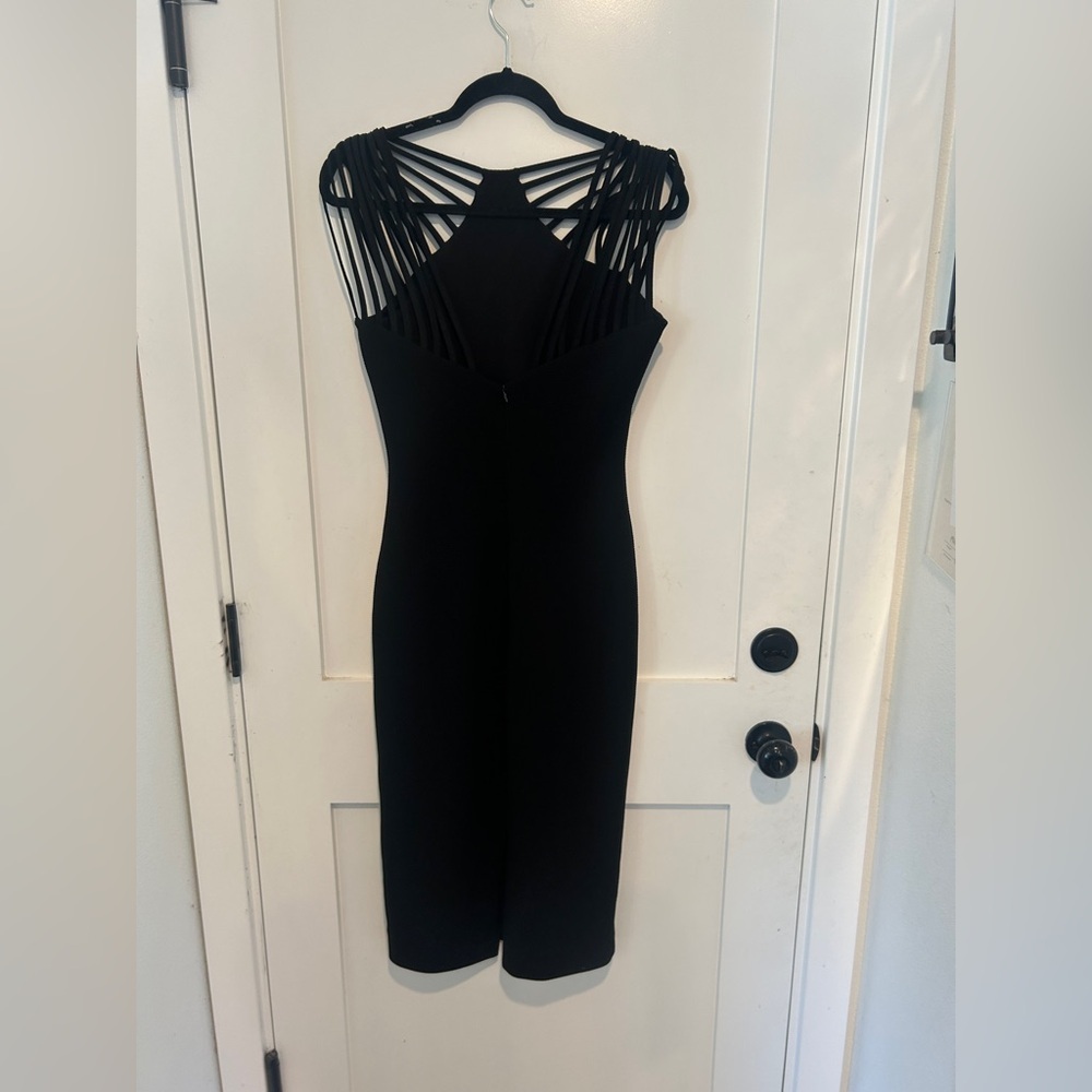 Dress The Population black strappy gwen midi dress sz med stretch - Picture 3 of 8